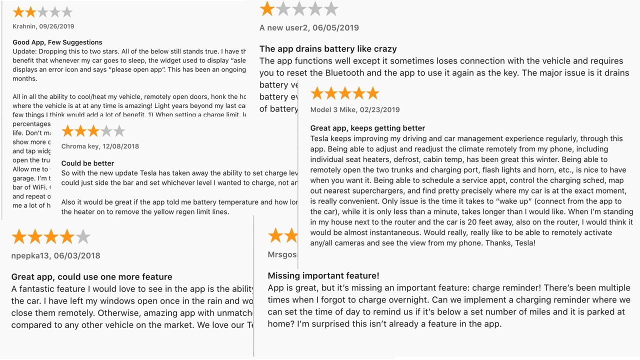 Tesla reviews in Apple App Store